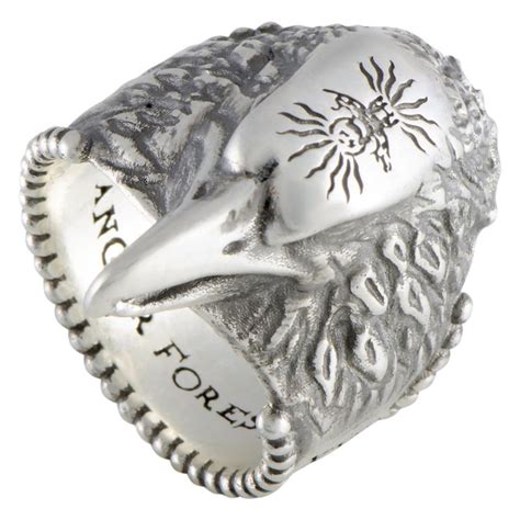 angry forest gucci ring|Anger Forest eagle head ring in silver .